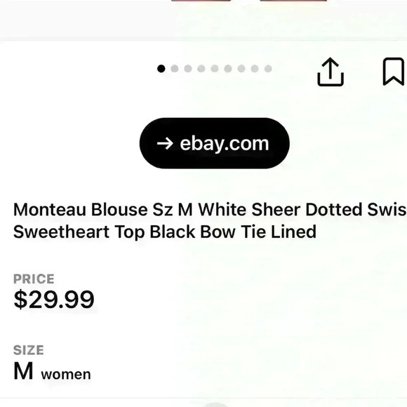 NWT Monteau Los Angeles Keyhole Tie Short Sleeve Swiss Dot Blouse Top. Size M - Picture 7 of 8